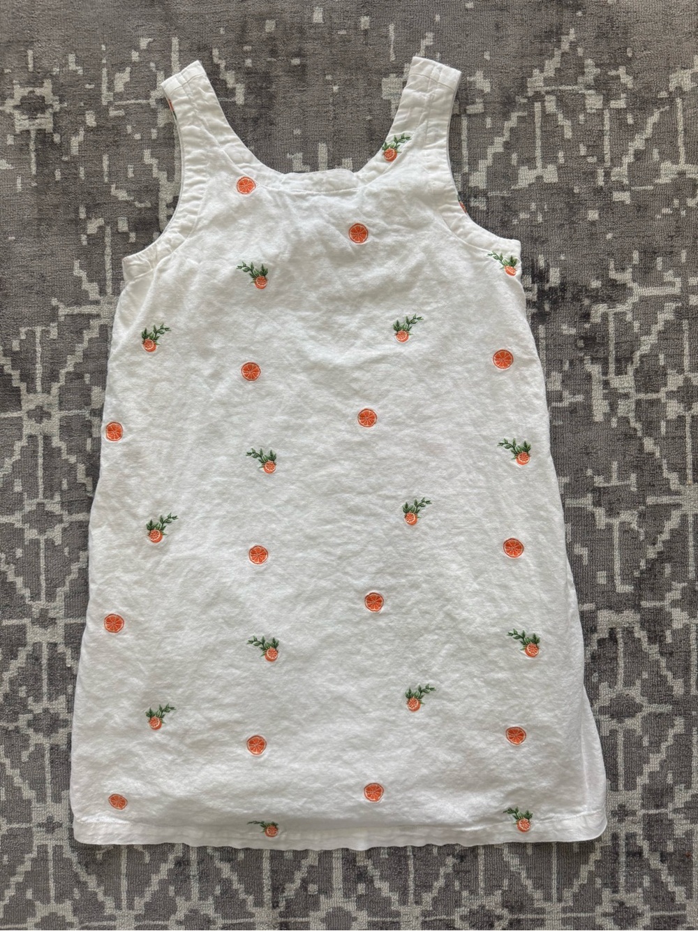 Joie White Linen Blend Embroidered Orange Citrus Shift Dress Size S